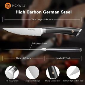 img 3 attached to 4-Piece Set Of High-Carbon German Stainless Steel Steak Knives With Full Tang, Ergonomic ABS Handle, And Serated Blade - Perfect For Gifting In A Presentation Box