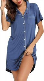 img 3 attached to Anjue Women's Button Down Pajama Nightgowns - Short/Long Sleeve Sleepwear Tops, Sleep Shirts, Nightdress (S-XXL)