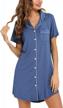 anjue women's button down pajama nightgowns - short/long sleeve sleepwear tops, sleep shirts, nightdress (s-xxl) logo
