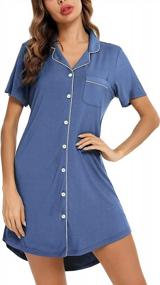 img 2 attached to Anjue Women's Button Down Pajama Nightgowns - Short/Long Sleeve Sleepwear Tops, Sleep Shirts, Nightdress (S-XXL)