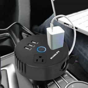 img 3 attached to SUNGLIFE 150W Car Power Inverter, 12V DC to 🚗 110V AC Converter with 1 Socket & Cigarette Lighter Adapter