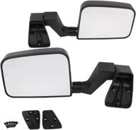 🚗 black manual telescoping rear view door mirrors driver & passenger side replacement for 1987-2002 (excluding 1996) jeep wrangler - motoos pair logo