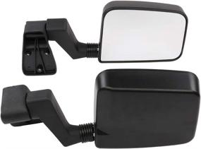 img 3 attached to 🚗 Black Manual Telescoping Rear View Door Mirrors Driver & Passenger Side Replacement for 1987-2002 (excluding 1996) Jeep Wrangler - MOTOOS Pair