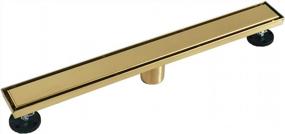 img 3 attached to NeoDrain 24-Inch Brushed Brass Linear Shower Drain With 2-In-1 Flat And Tile Insert Cover - Stainless Steel Rectangle Floor Drain For Showers
