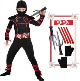 img 4 attached to Boys Ninja Costume For Kids Halloween Dress-Up Party With Foam Accessories Toys By ThinkMax