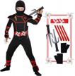 boys ninja costume for kids halloween dress-up party with foam accessories toys by thinkmax logo