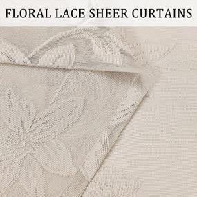 img 1 attached to Rod Pocket Sheer Voile Lace Curtains For Bedroom Kitchen Window Drapes, 52X45 Inch Length (Set Of 2 Beige Curtain Panels)