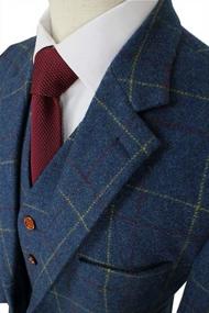 img 1 attached to Men'S Wool Blend Tweed Slim Fit Check Plaid Casual Dress Suit Separate Pants