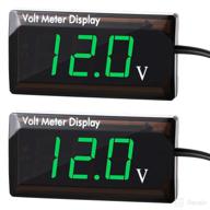 2 pieces dc 12v car digital voltmeter gauge led display voltage meter waterproof voltage gauge meter for car motorcycle (green light) логотип