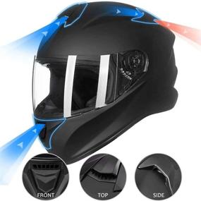 img 2 attached to 🏍️ DOT Approved ILM Full Face Motorcycle Street Bike Helmet for Men and Women - Matte Black, Medium Size with Enlarged Air Vents and Free Replacement Visor, Model ST-06