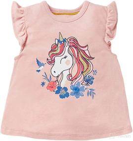 img 4 attached to 🦄 Cute Dinosaur & Unicorn Toddler T-Shirts: Ruffle Sleeve Tees for 1-7 Year Olds