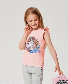 img 3 attached to 🦄 Cute Dinosaur & Unicorn Toddler T-Shirts: Ruffle Sleeve Tees for 1-7 Year Olds