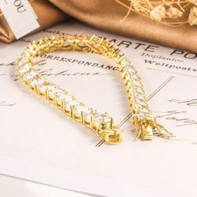 img 1 attached to Gorgeous 18K Gold Plated Tennis Bracelets For Men And Women With 5Mm Round Cubic Zirconia Stones, Adjustable Size 6.5-8.5 Inches, Gold Plated Bracelet Jewelry By GEMSME