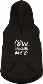 img 4 attached to Stylish And Cozy Dog Hoodie: HDE Fleece Sweater For Small Dogs With Love Rescued Me Black Design