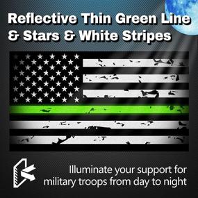 img 1 attached to Show Your Support with Reflective Tattered Thin Green Line USA Flag Sticker - 3-Pack