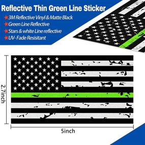 img 3 attached to Show Your Support with Reflective Tattered Thin Green Line USA Flag Sticker - 3-Pack