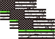 show your support with reflective tattered thin green line usa flag sticker - 3-pack логотип