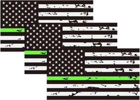 img 4 attached to Show Your Support with Reflective Tattered Thin Green Line USA Flag Sticker - 3-Pack