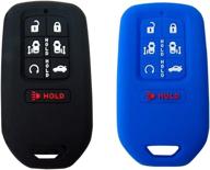 bar autotech remote key силиконовый резиновый чехол для входа без ключа брелок и чехол для ключа 7 кнопок, пригодных для honda odyssey elite 2018 (черный синий) логотип