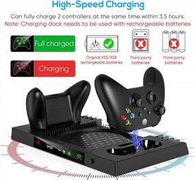 img 1 attached to Upgraded Cooling Stand For Xbox Series X, YUANHOT Vertical Charging Station Dock Accessories With Fan Cooling System, Dual Controller Charger Ports, Headset Holder And Game Storage (ONLY For XSX)