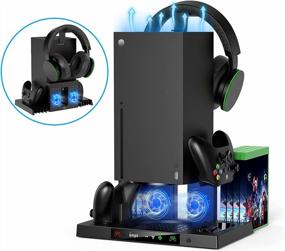 img 4 attached to Upgraded Cooling Stand For Xbox Series X, YUANHOT Vertical Charging Station Dock Accessories With Fan Cooling System, Dual Controller Charger Ports, Headset Holder And Game Storage (ONLY For XSX)
