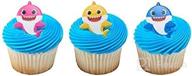 🦈 baby shark family - cupcake rings toppers set of 24 for party decorations логотип