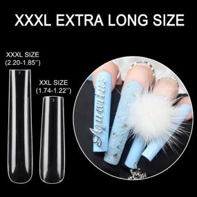 img 2 attached to 504Pcs Clear Extra Long 3XL Tapered Square Full Cover Nail Tips, XXXL Straight Acrylic & Press On Manicure Tools For Salon Home DIY (12 Sizes)