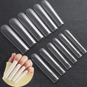 img 4 attached to 504Pcs Clear Extra Long 3XL Tapered Square Full Cover Nail Tips, XXXL Straight Acrylic Press On Manicure Tools For Salon Home DIY (12 размеров)