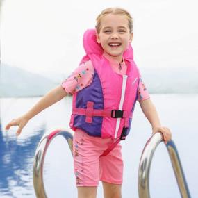 img 3 attached to Тренировочный жилет для плавания с воротником, поддерживающим голову, регулируемым ремнем безопасности, детским спасательным жилетом, до 36 фунтов