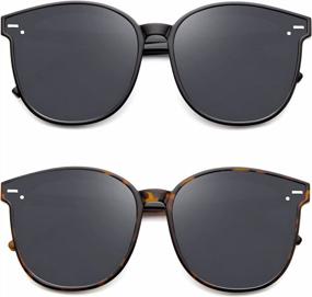 img 4 attached to Stay Stylish And Protected With KALIYADI Women'S Retro Oversized Sunglasses