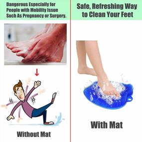 img 3 attached to Exfoliating Shower Foot Scrubber With Non-Slip Suction Cups And Firm Bristles To Improve Circulation And Massage (Clear Blue, 10.3 X 9.5 Inches)