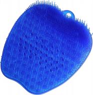 exfoliating shower foot scrubber with non-slip suction cups and firm bristles to improve circulation and massage (clear blue, 10.3 x 9.5 inches) logo