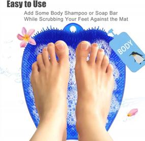 img 1 attached to Exfoliating Shower Foot Scrubber With Non-Slip Suction Cups And Firm Bristles To Improve Circulation And Massage (Clear Blue, 10.3 X 9.5 Inches)