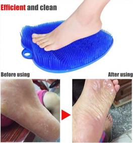 img 2 attached to Exfoliating Shower Foot Scrubber With Non-Slip Suction Cups And Firm Bristles To Improve Circulation And Massage (Clear Blue, 10.3 X 9.5 Inches)
