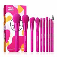elevate your beauty routine with eigshow's premium synthetic makeup brush set - 10pcs vegan brushes for flawless application of foundation, powder, lipstick, blush, contour and eyeshadow in magenta logo
