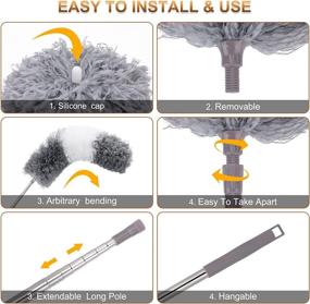 img 1 attached to 🧹 DEEHYO Reusable Microfiber Duster Set - 9PCS Extendable Feather Duster (Stainless Steel) 30-100 Inches - Washable Bendable Dusters for Ceiling Fan, High Ceiling, Blinds, Furniture, Cars - Improved SEO