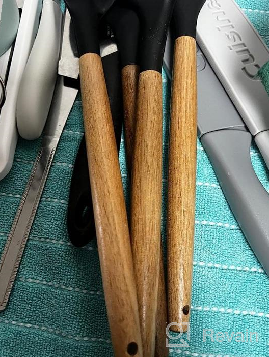 img 1 attached to 7-Piece Silicone Kitchen Utensil Set W/ Acacia Wooden Handles - High Heat Resistant Cooking Tools review by Darrell Sharp