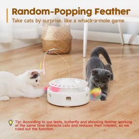 img 1 attached to Potaroma Cat Toys 3-In-1 Smart Interactive Kitten Toy, Fluttering Butterfly, Random Moving Ambush Feather, Catnip Bell Track Balls, Dual Power Supplies, Indoor Exercise Cat Kicker (Bright White)