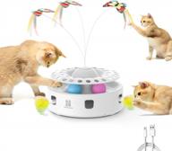potaroma cat toys 3-in-1 smart interactive kitten toy, fluttering butterfly, random moving ambush feather, catnip bell track balls, dual power supplies, indoor exercise cat kicker (bright white) logo