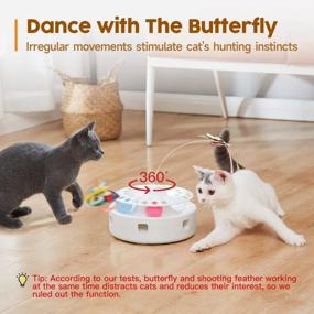 img 2 attached to Potaroma Cat Toys 3-In-1 Smart Interactive Kitten Toy, Fluttering Butterfly, Random Moving Ambush Feather, Catnip Bell Track Balls, Dual Power Supplies, Indoor Exercise Cat Kicker (Bright White)