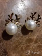 img 1 attached to 🦌 ROSTIVO Christmas Earrings: Cute Pearl Antler Studs for Women & Teen Girls (Gold) review by Jahan Arias