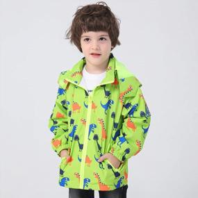 img 3 attached to Kids Waterproof Hooded Dinosaur Rain Jacket Windbreaker Outdoor Raincoat Boys Girls