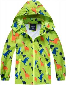 img 4 attached to Kids Waterproof Hooded Dinosaur Rain Jacket Windbreaker Outdoor Raincoat Boys Girls