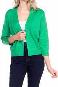 img 3 attached to FASHION BOOMY Women'S Open Front Cropped Cardigan - 3/4 Sleeve Soft Knit Sweater - Classic Bolero Jacket