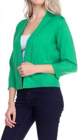 img 2 attached to FASHION BOOMY Women'S Open Front Cropped Cardigan - 3/4 Sleeve Soft Knit Sweater - Classic Bolero Jacket