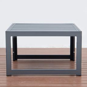 img 3 attached to Modern Aluminum Outdoor Patio Coffee Table - LeisureMod Chelsea In Black