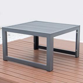 img 4 attached to Modern Aluminum Outdoor Patio Coffee Table - LeisureMod Chelsea In Black