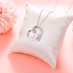 img 2 attached to 925 Sterling Silver Cute Animal Heart Pendant Necklace With Engraved Words - 18In Chain Women Girls Birthday Gift Jewelry