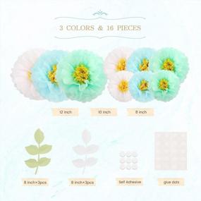 img 1 attached to 🌼 Mols Large Tissue Paper Chrysanthemum Flowers (Set of 15, White Mint Baby Blue) - Perfect for Wedding Backdrop, Nursery, Bridal Shower, Baby Shower, Archway Decorations