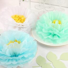 img 3 attached to 🌼 Mols Large Tissue Paper Chrysanthemum Flowers (Set of 15, White Mint Baby Blue) - Perfect for Wedding Backdrop, Nursery, Bridal Shower, Baby Shower, Archway Decorations